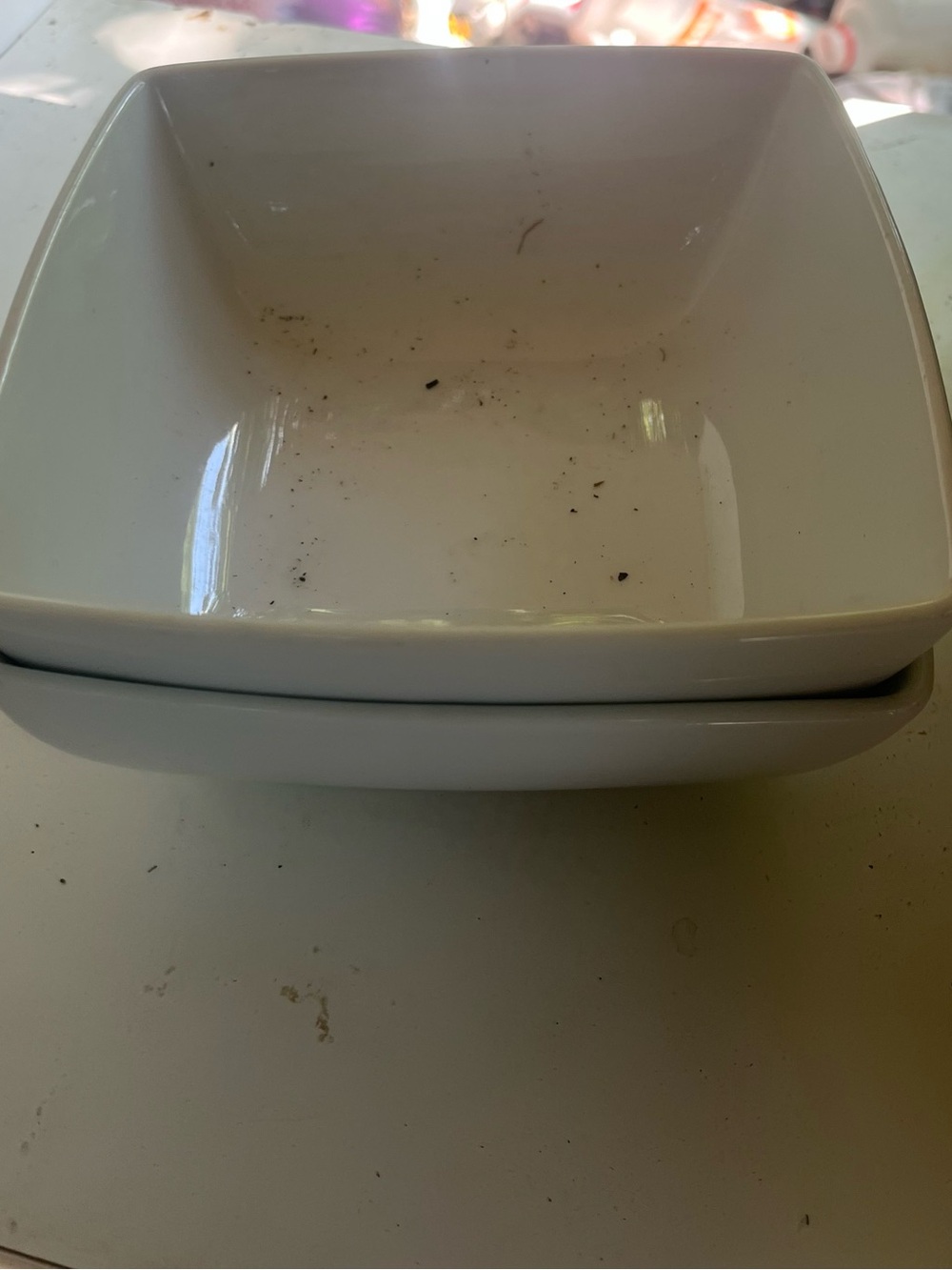 White Ceramic Square Serving Bowl - Clean Modern Design